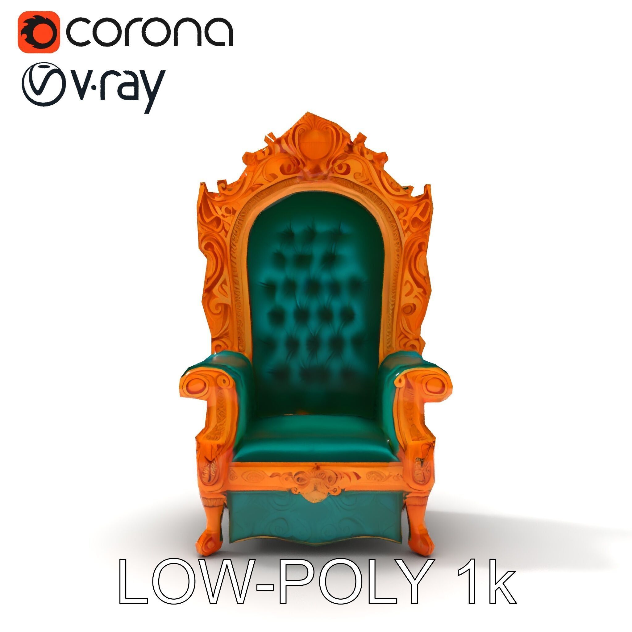 Ornate Royal Throne Chair Model Pack Low-poly 3D model_21