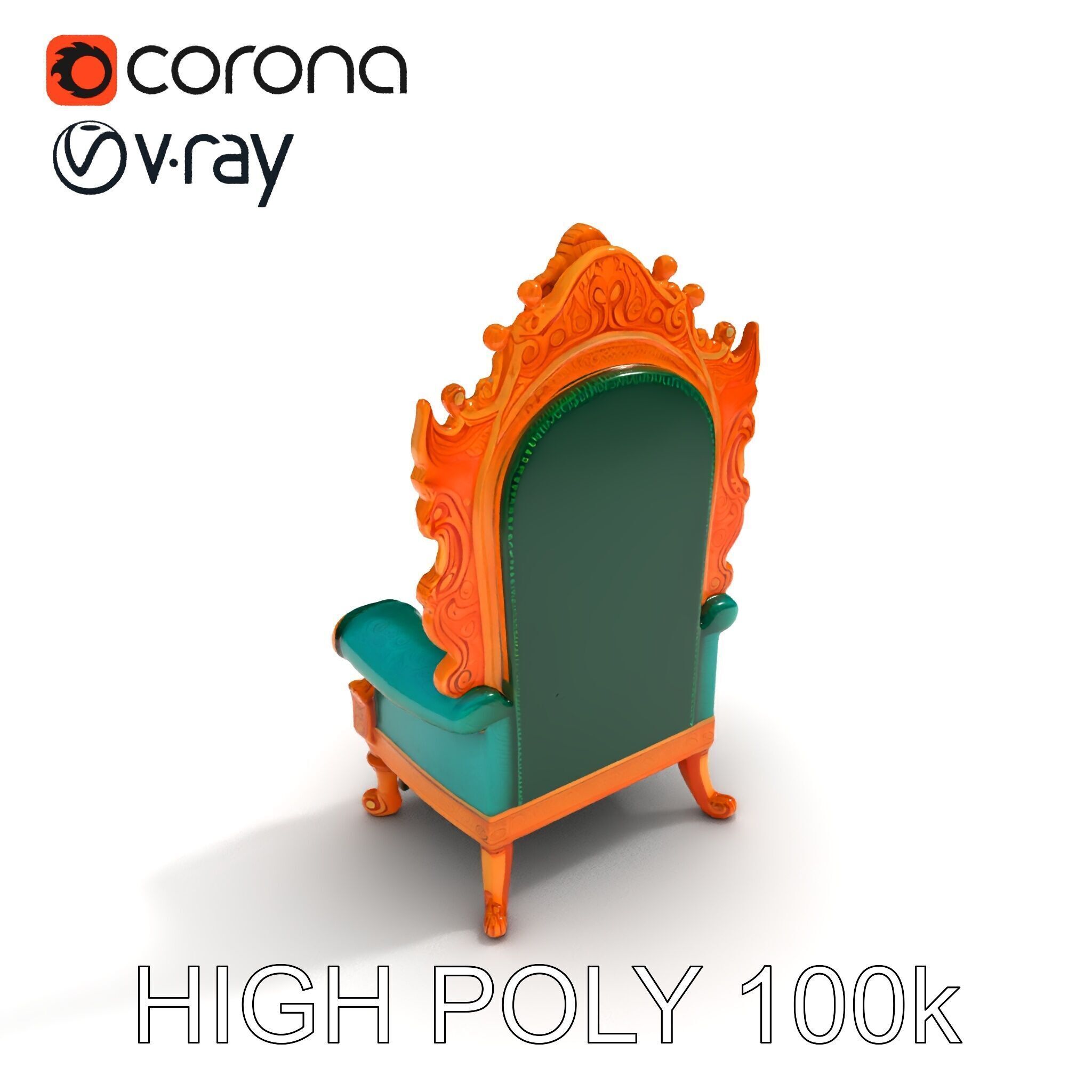 Ornate Royal Throne Chair Model Pack Low-poly 3D model_31