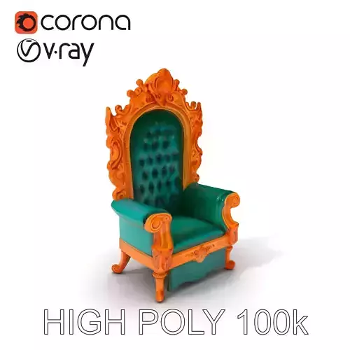 Ornate Royal Throne Chair Model Pack Low-poly 3D model