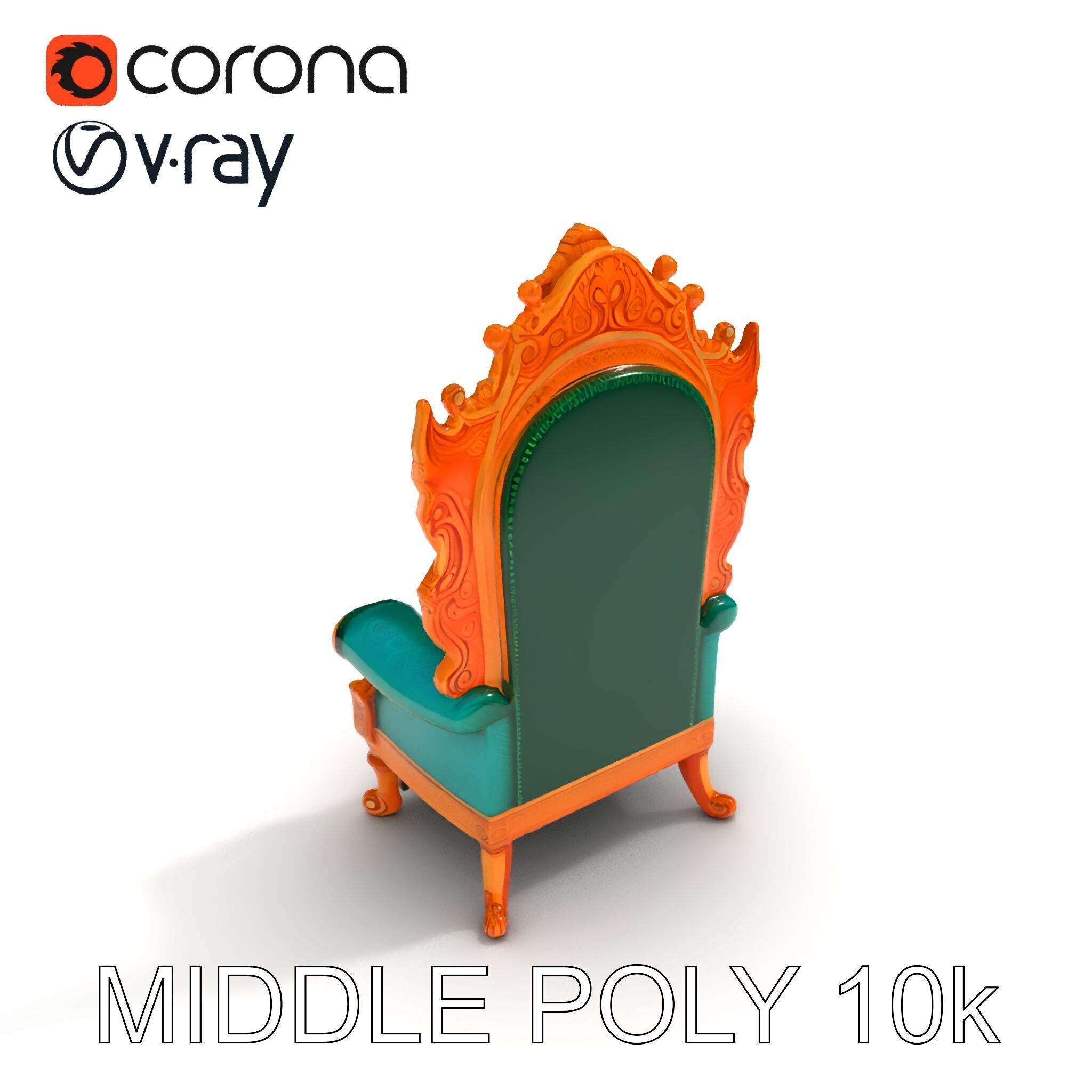 Ornate Royal Throne Chair Model Pack Low-poly 3D model_9