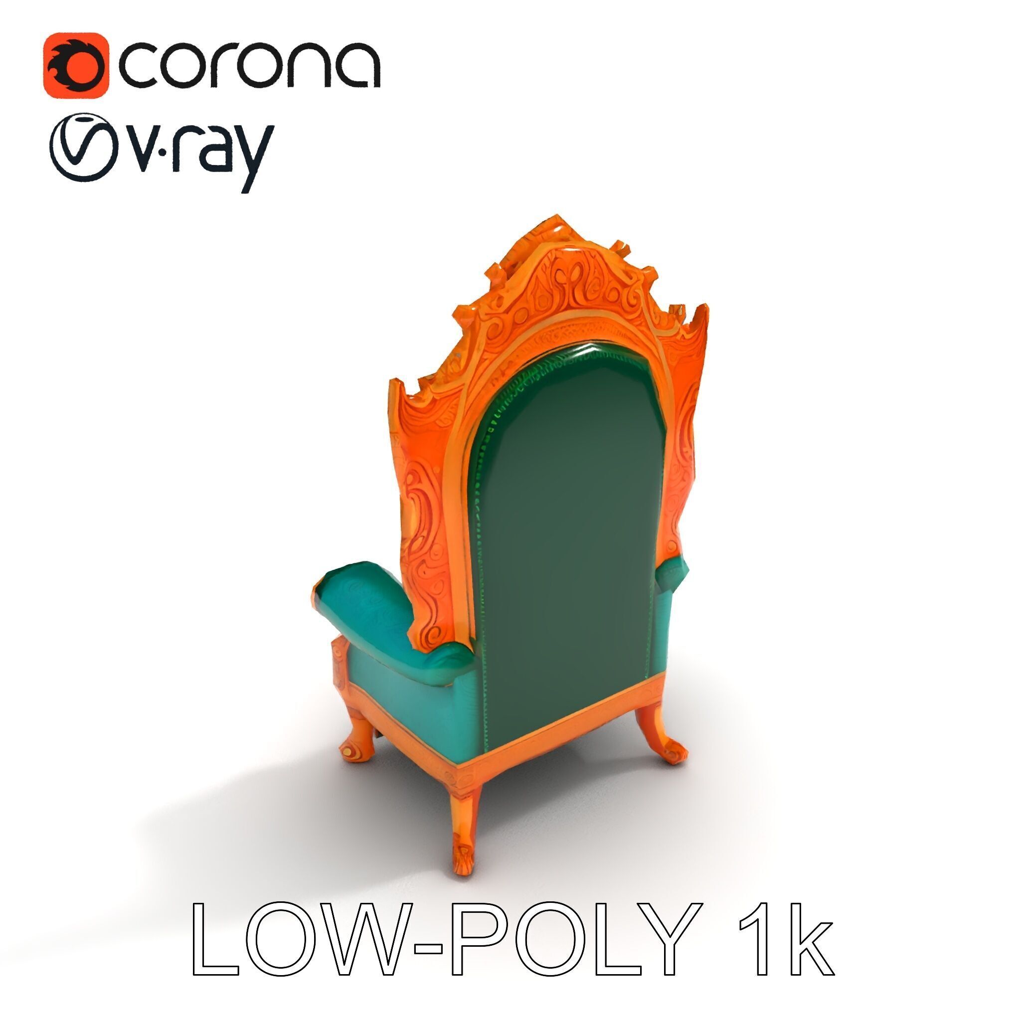 Ornate Royal Throne Chair Model Pack Low-poly 3D model_19