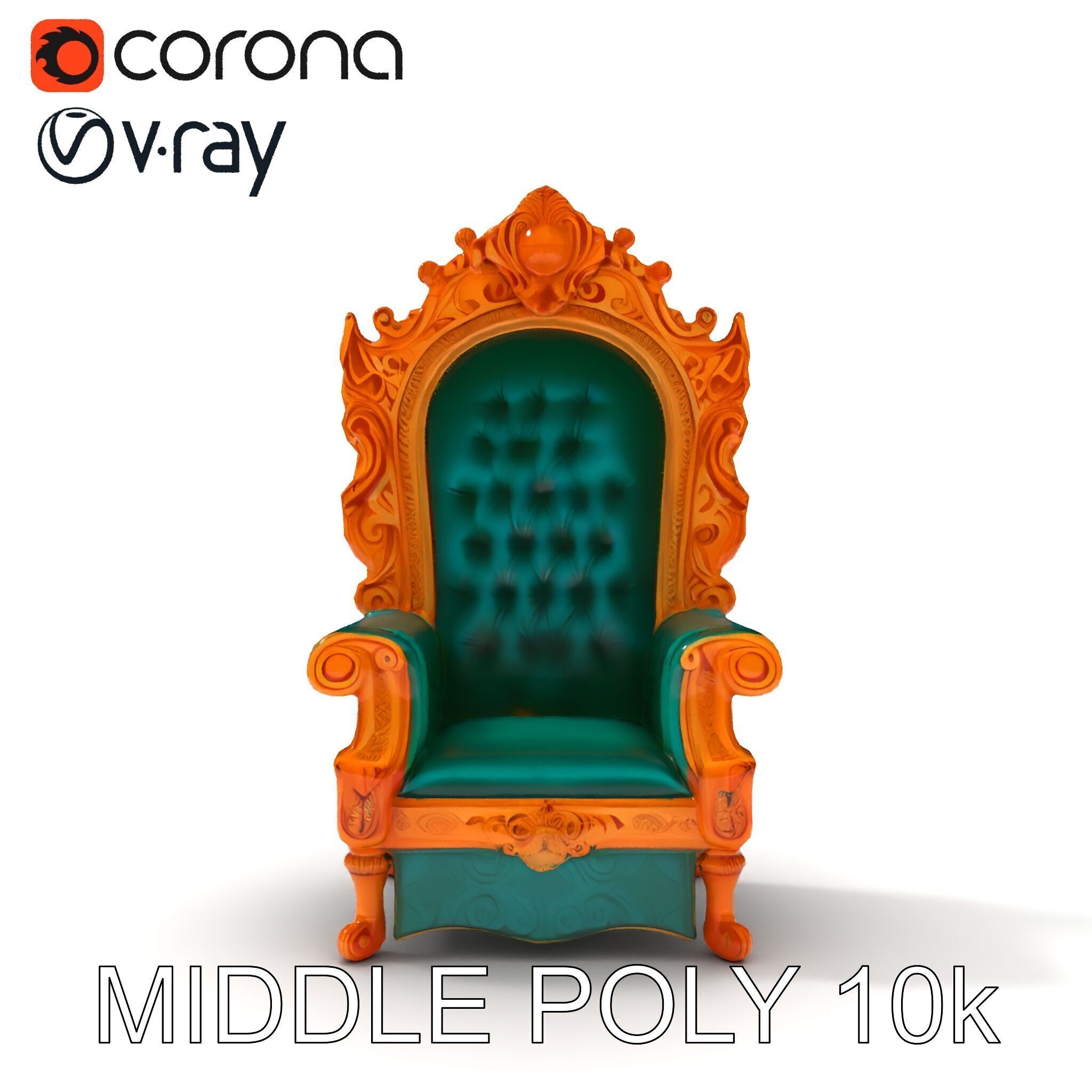 Ornate Royal Throne Chair Model Pack Low-poly 3D model_23