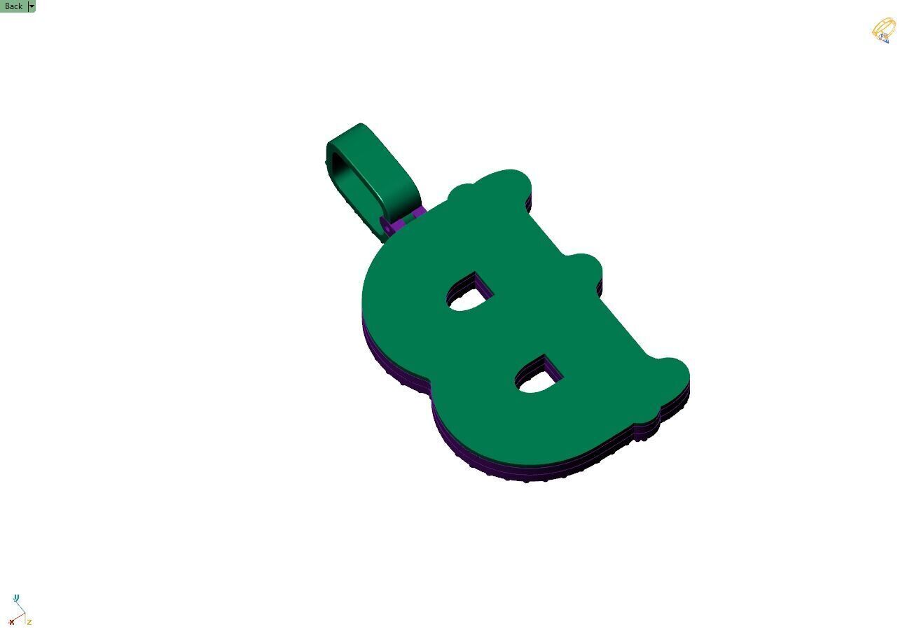 Custom Initial B Letter Diamond  A to Z Alphabet  Necklace 3D print model_11