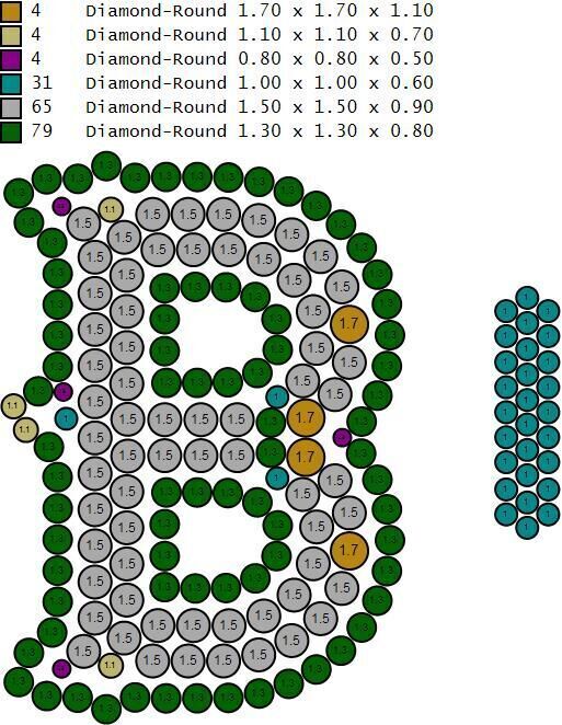 Custom Initial B Letter Diamond  A to Z Alphabet  Necklace 3D print model_19