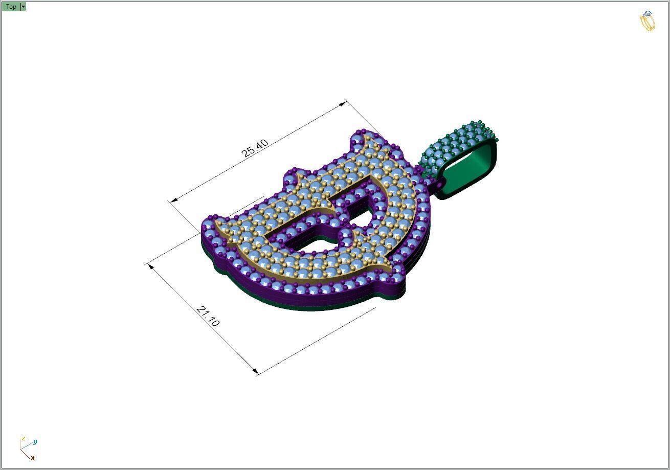 Custom Initial D Letter Diamond  A to Z Alphabet  Necklace 3D print model_4