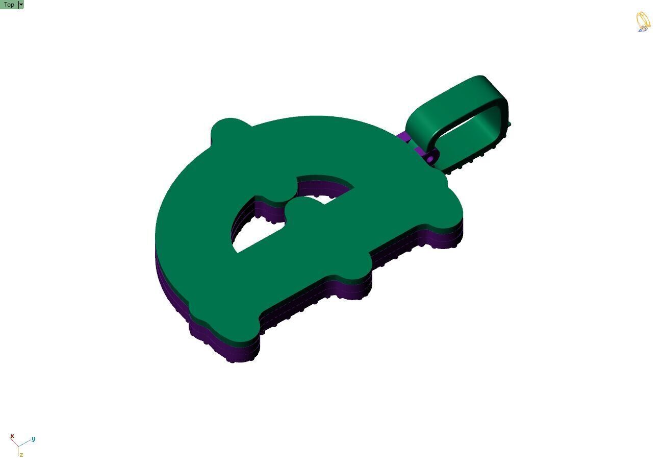 Custom Initial D Letter Diamond  A to Z Alphabet  Necklace 3D print model_16