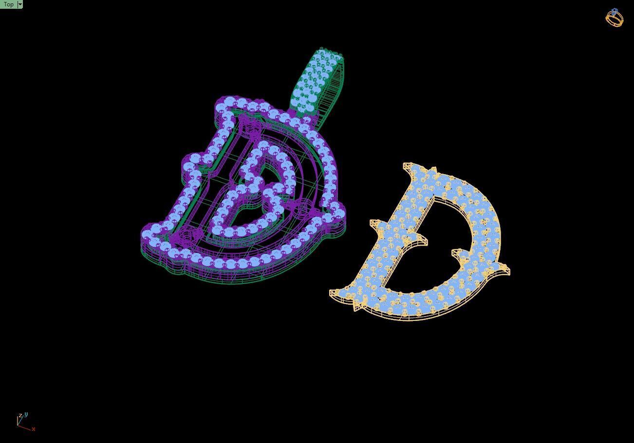 Custom Initial D Letter Diamond  A to Z Alphabet  Necklace 3D print model_14