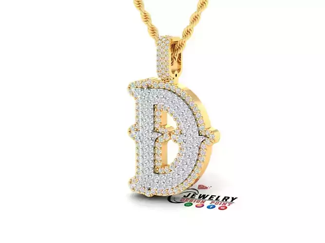 Custom Initial D Letter Diamond  A to Z Alphabet  Necklace