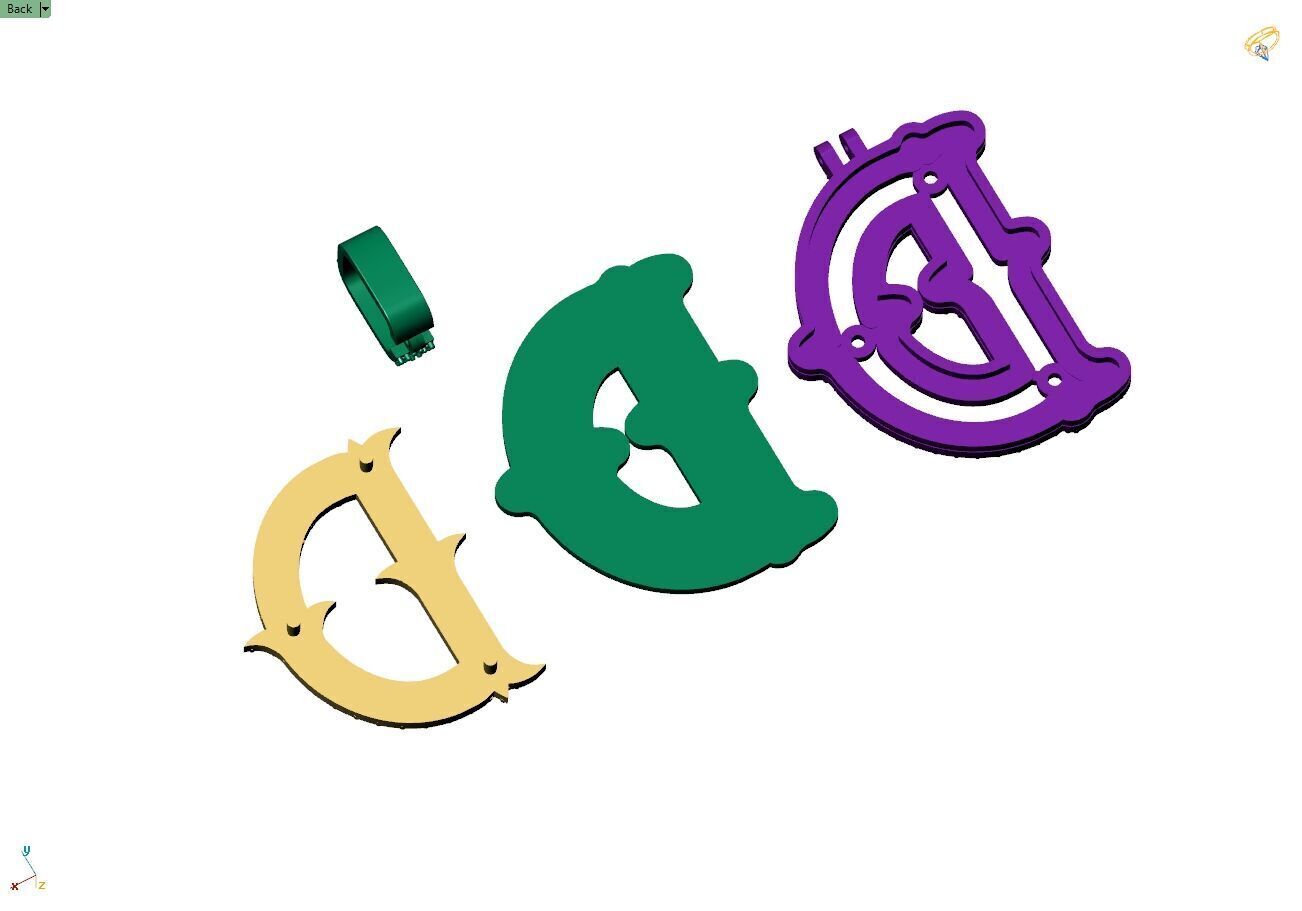 Custom Initial D Letter Diamond  A to Z Alphabet  Necklace 3D print model_12