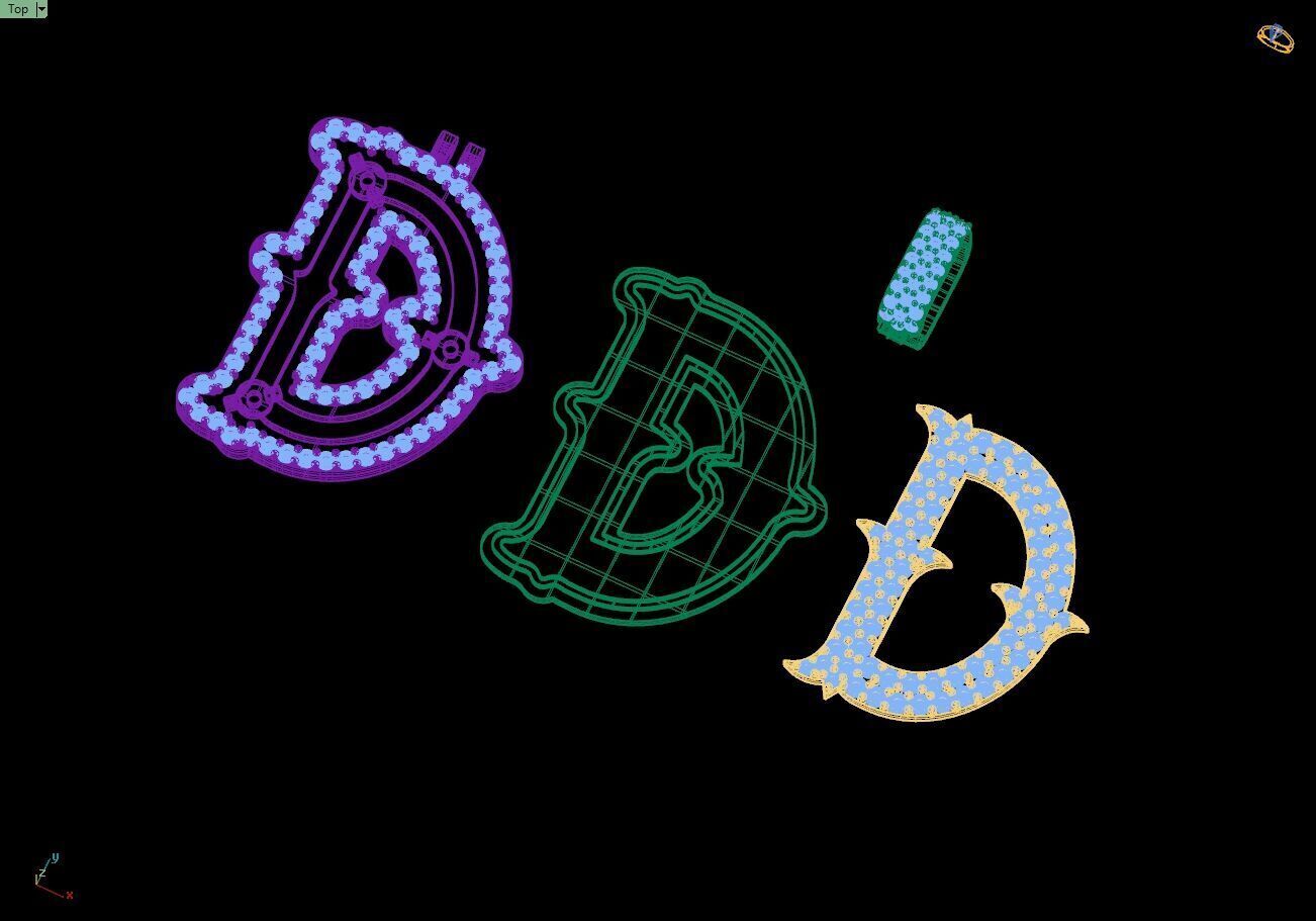 Custom Initial D Letter Diamond  A to Z Alphabet  Necklace 3D print model_15