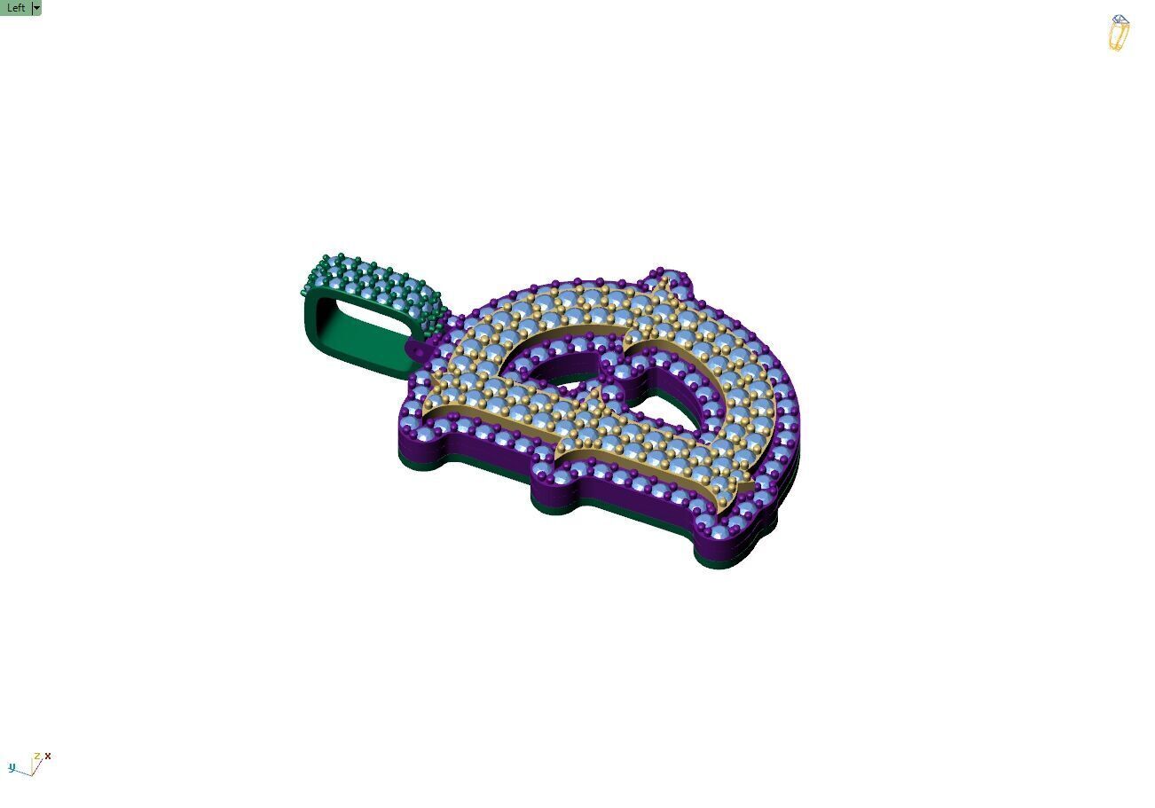 Custom Initial D Letter Diamond  A to Z Alphabet  Necklace 3D print model_8