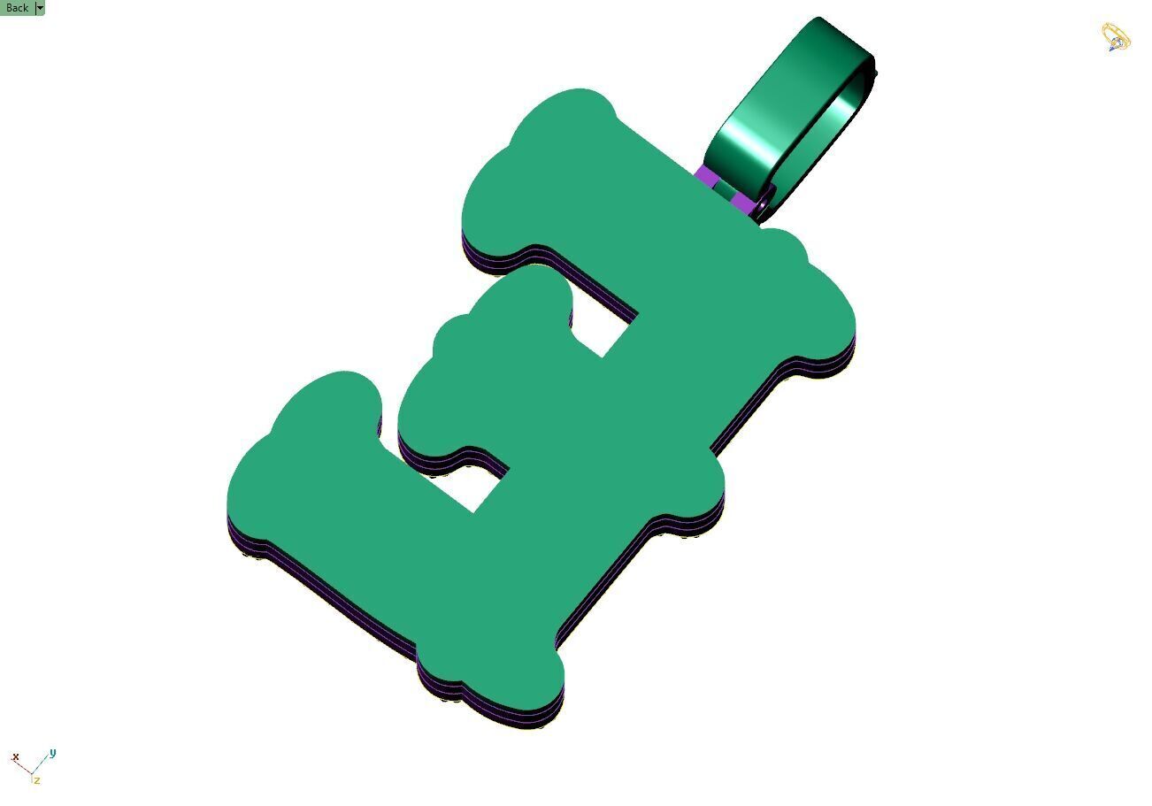 Custom Initial E Letter Diamond  A to Z Alphabet  Necklace 3D print model_9