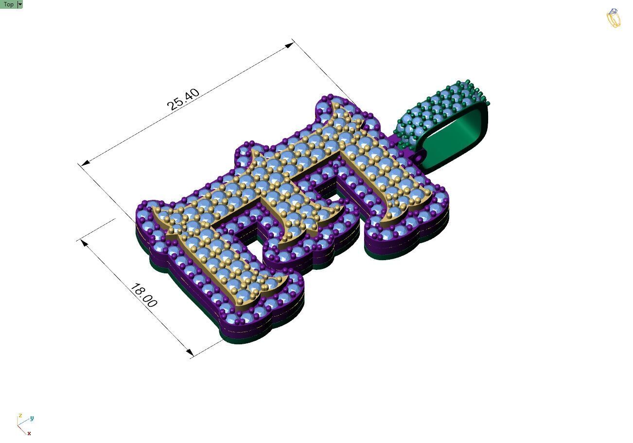 Custom Initial E Letter Diamond  A to Z Alphabet  Necklace 3D print model_4