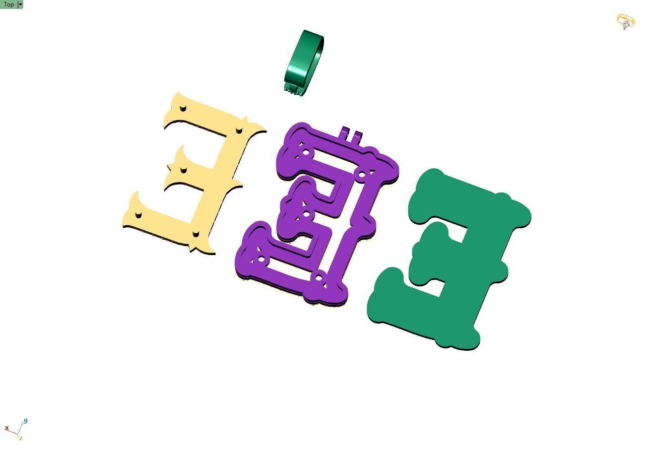 Custom Initial E Letter Diamond  A to Z Alphabet  Necklace 3D print model_14