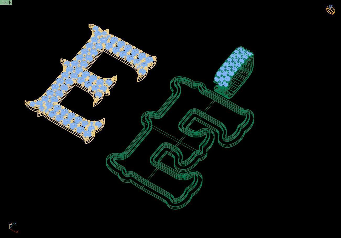 Custom Initial E Letter Diamond  A to Z Alphabet  Necklace 3D print model_17