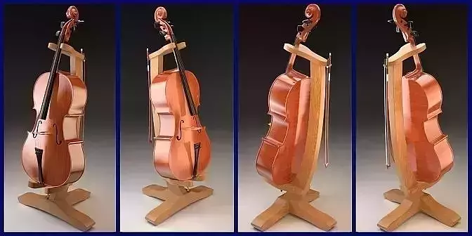 Violon Cello with bow and stand 3D model
