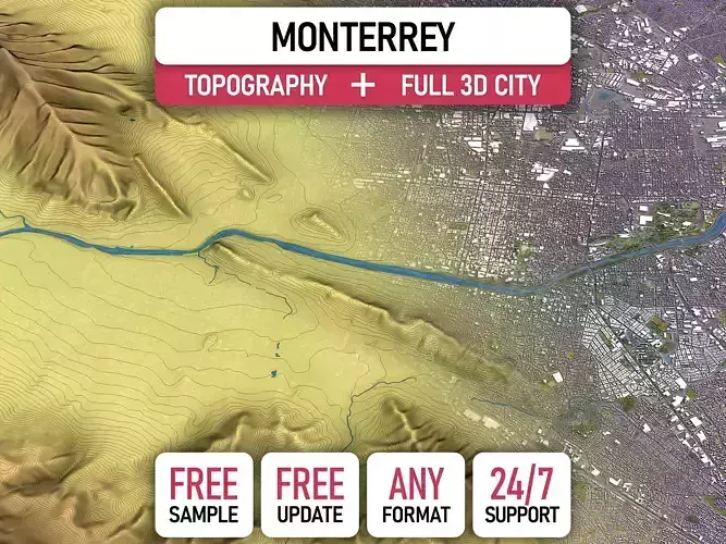Monterrey - Topography Terrain 3D City 3D Model Collection