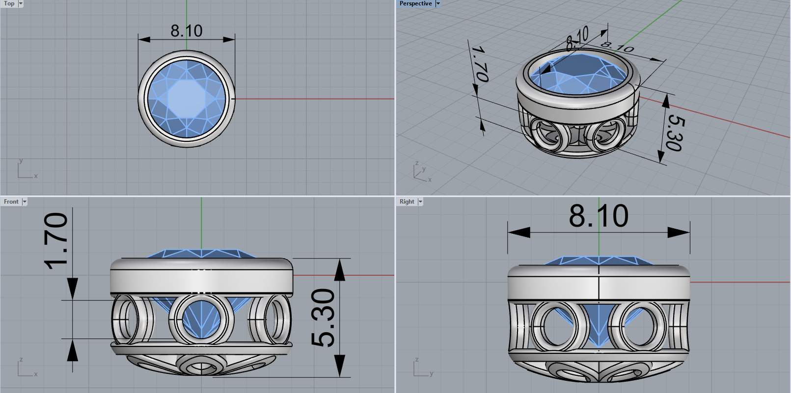 Round charm necklace model 1291 3D print model_1