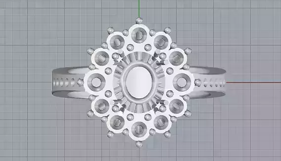 Royal Blossom Cluster Ring  Printable Jewelry Model 