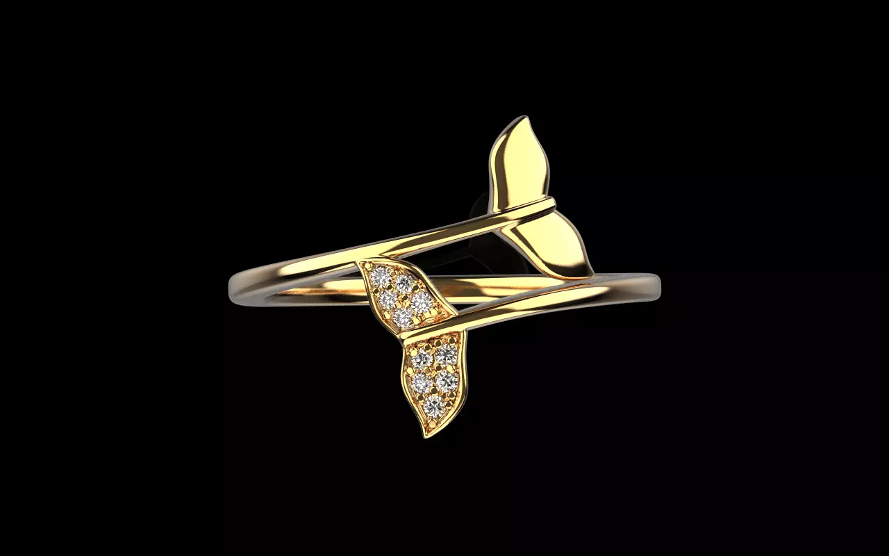 Whale Tail Ring model 1293 3D print model_0