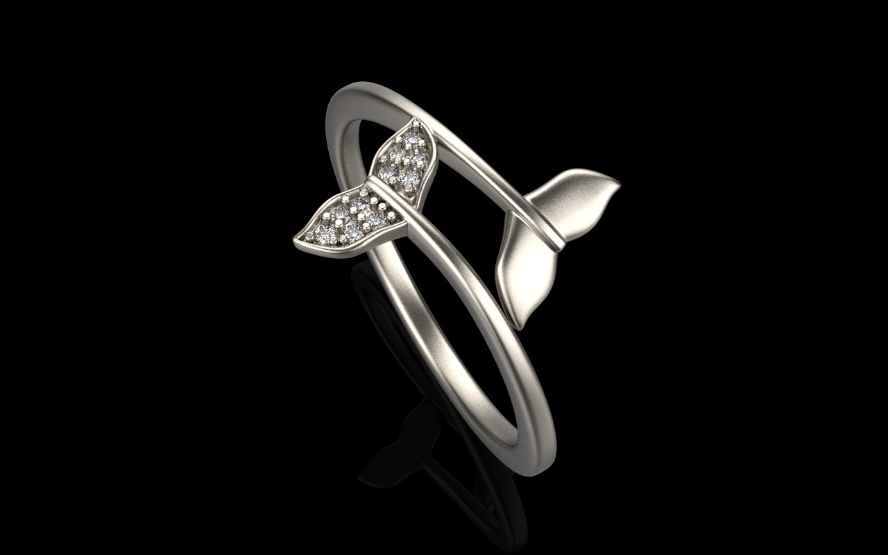 Whale Tail Ring model 1293 3D print model_16