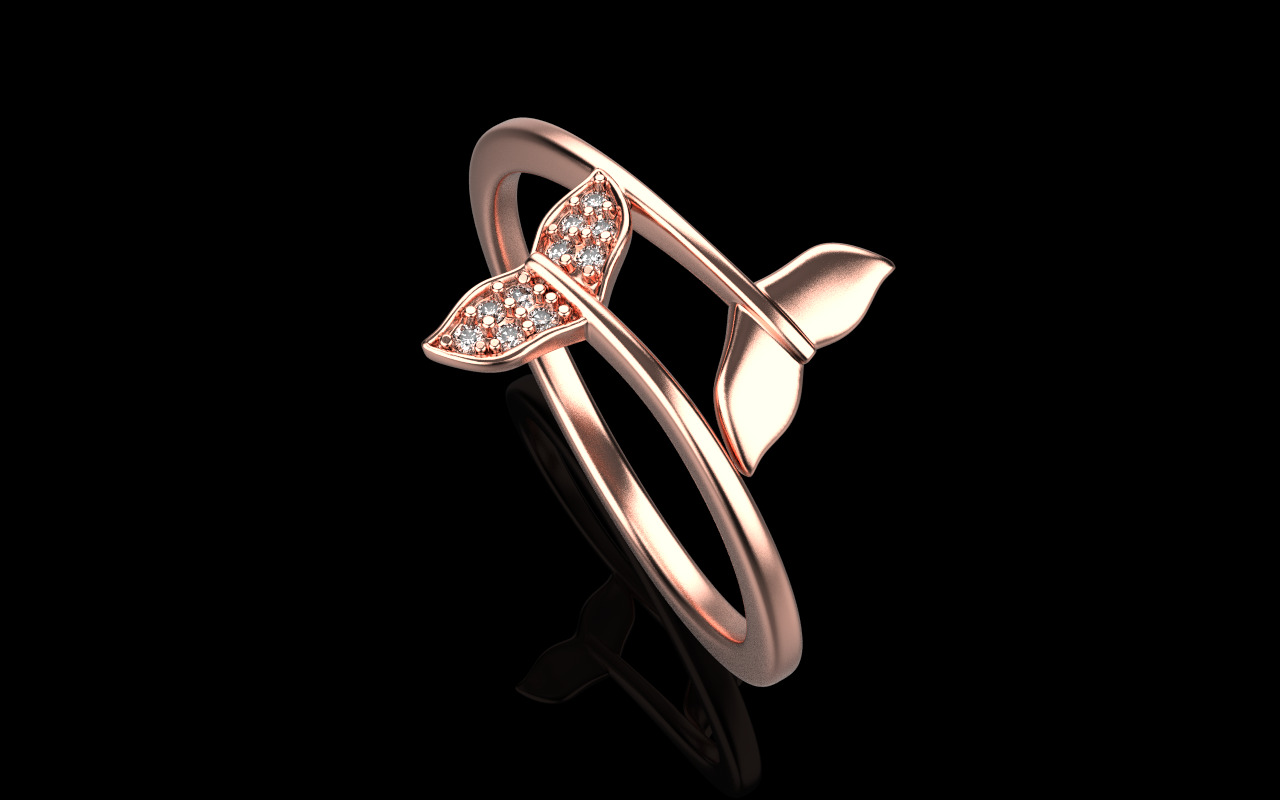 Whale Tail Ring model 1293 3D print model_17