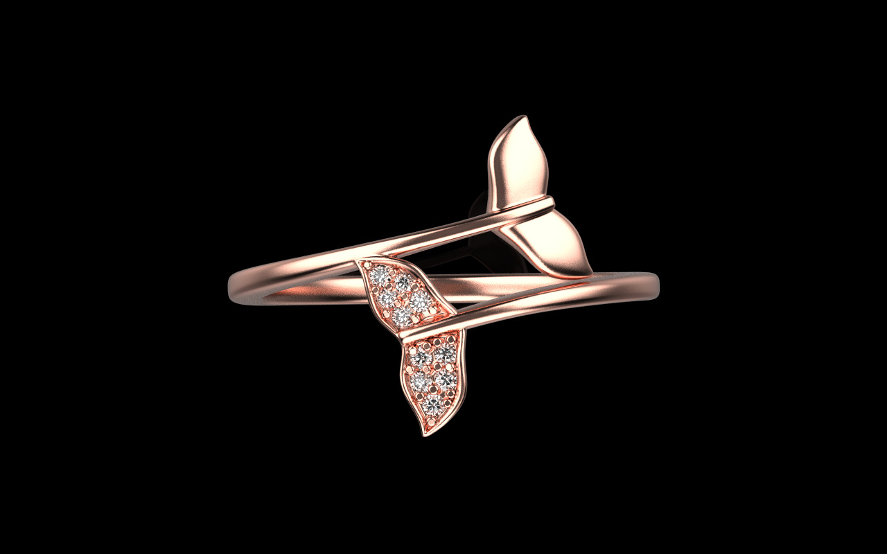 Whale Tail Ring model 1293 3D print model_11