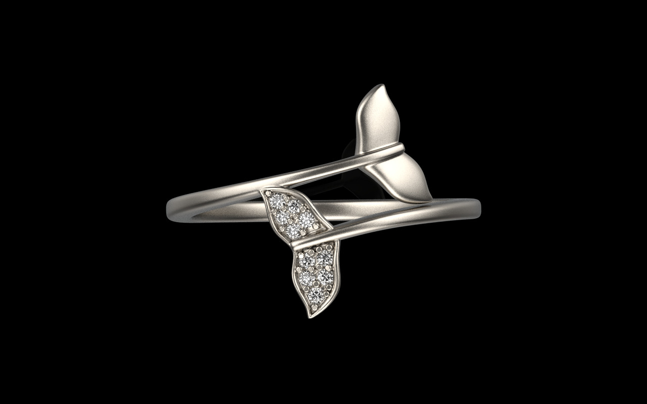Whale Tail Ring model 1293 3D print model_10