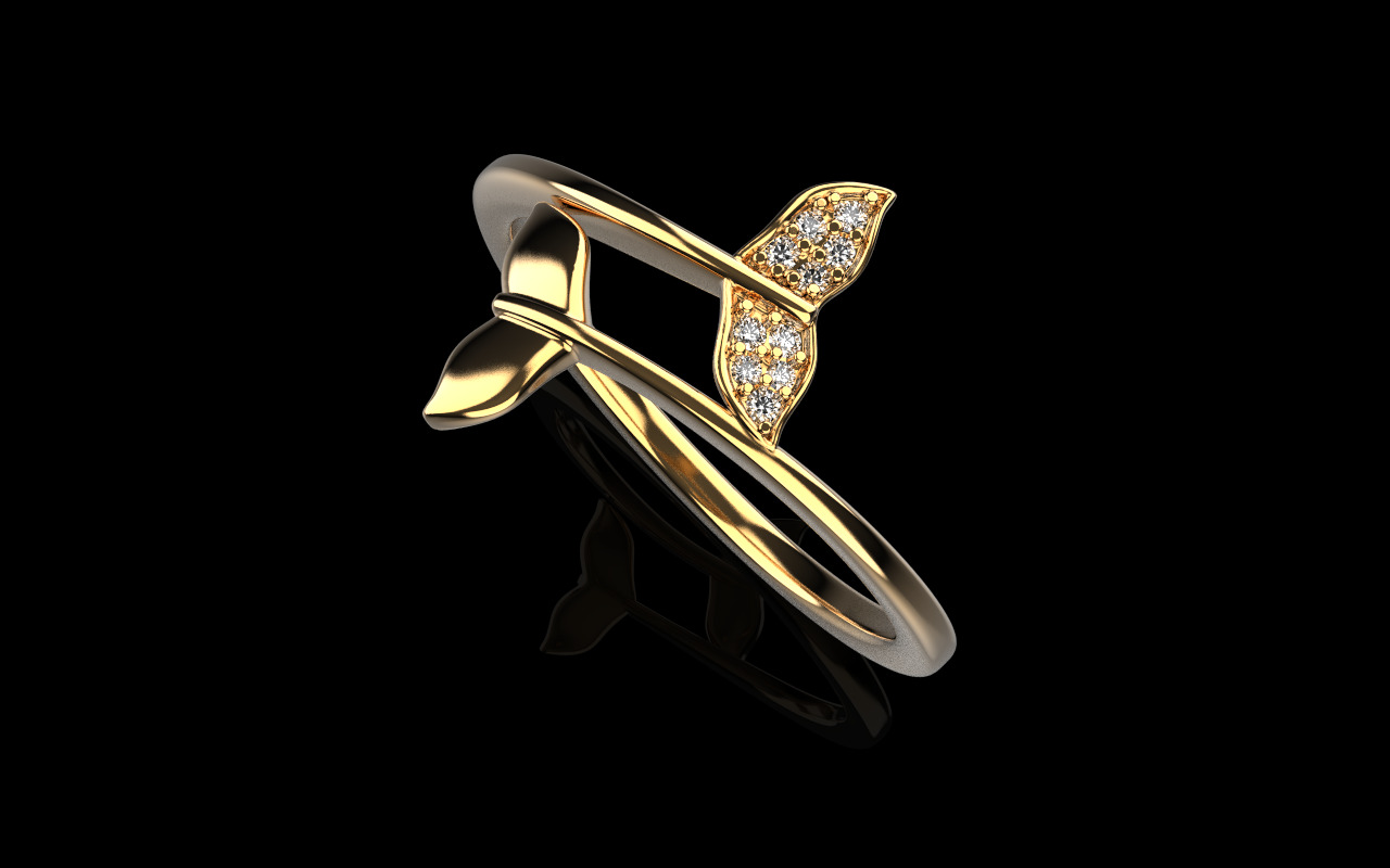 Whale Tail Ring model 1293 3D print model_1