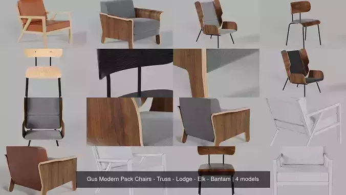 Gus Modern Pack Chairs - Truss - Lodge - Elk - Bantam 3D Model Collection