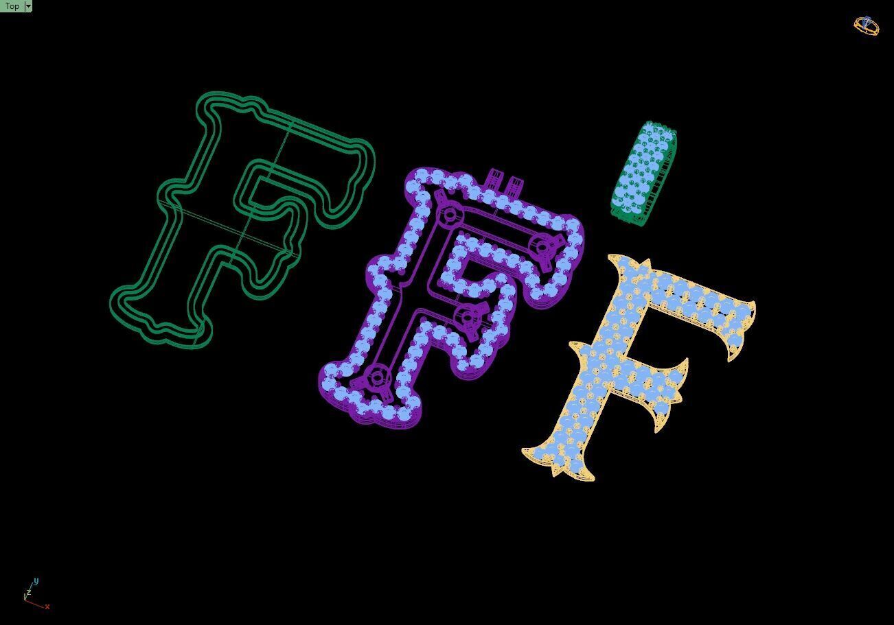 Custom Initial F Letter Diamond  A to Z Alphabet  Necklace 3D print model_13