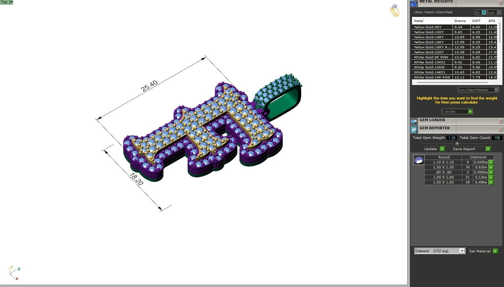 Custom Initial F Letter Diamond  A to Z Alphabet  Necklace 3D print model_6