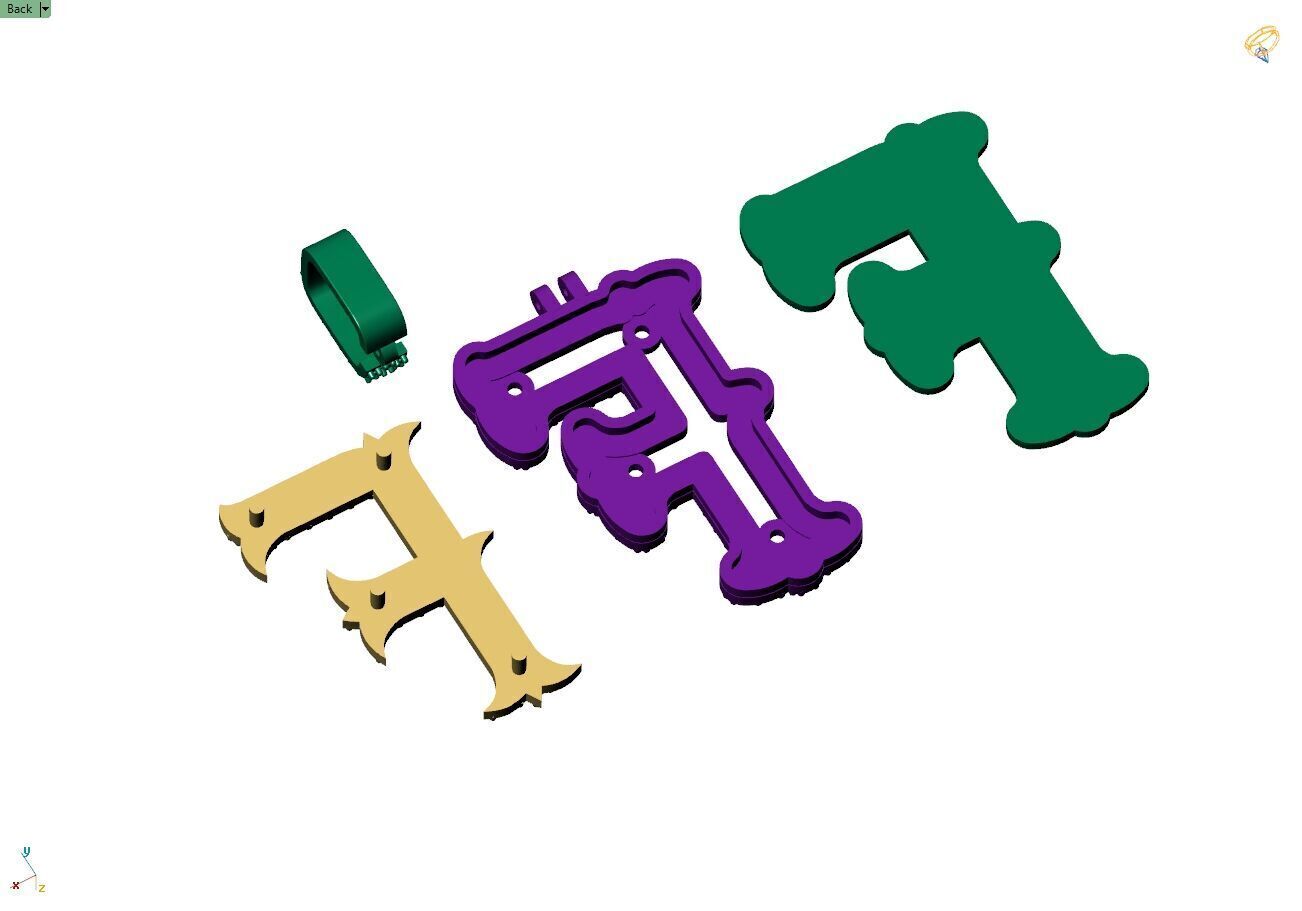 Custom Initial F Letter Diamond  A to Z Alphabet  Necklace 3D print model_12