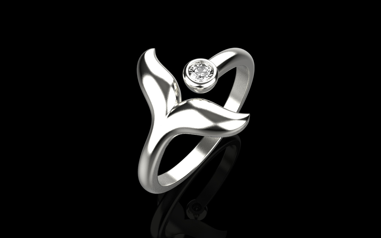 Whale Tail Ring model 1295 3D print model_12