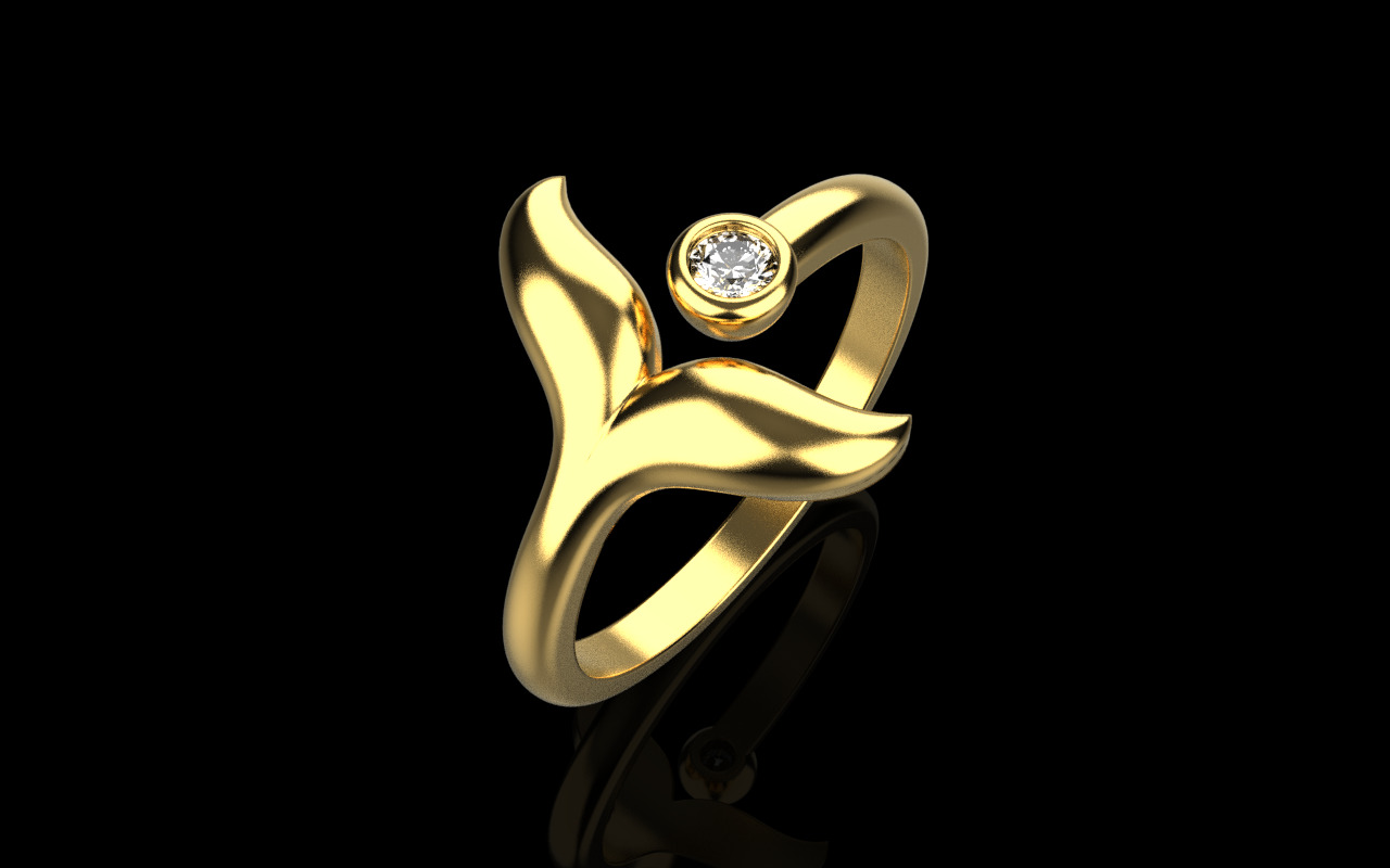 Whale Tail Ring model 1295 3D print model_10