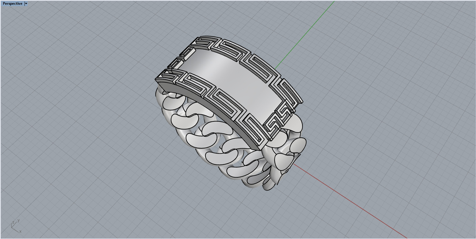 Cuban chain ring with plate model 1296 3D print model_7