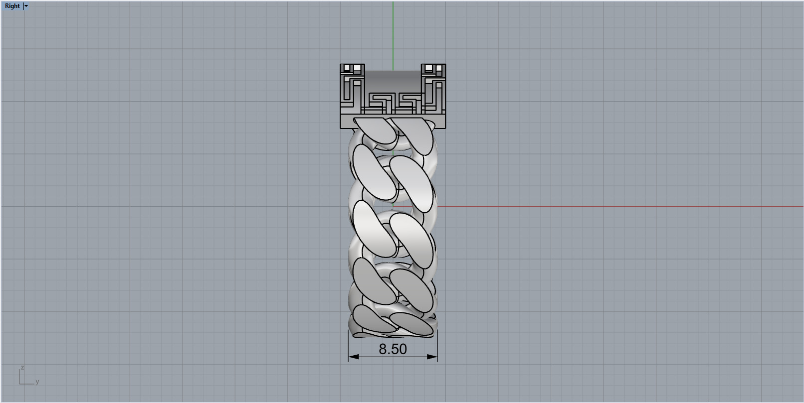 Cuban chain ring with plate model 1296 3D print model_6