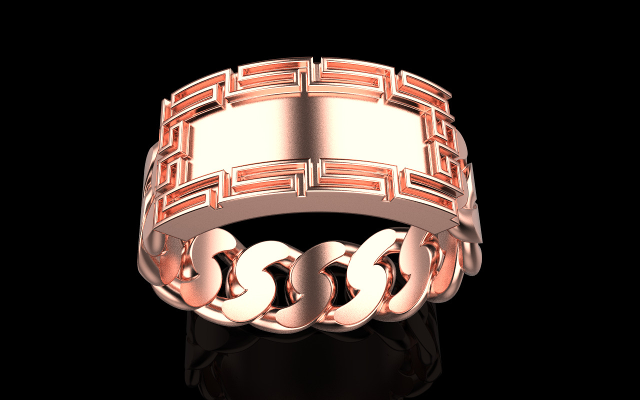 Cuban chain ring with plate model 1296 3D print model_13