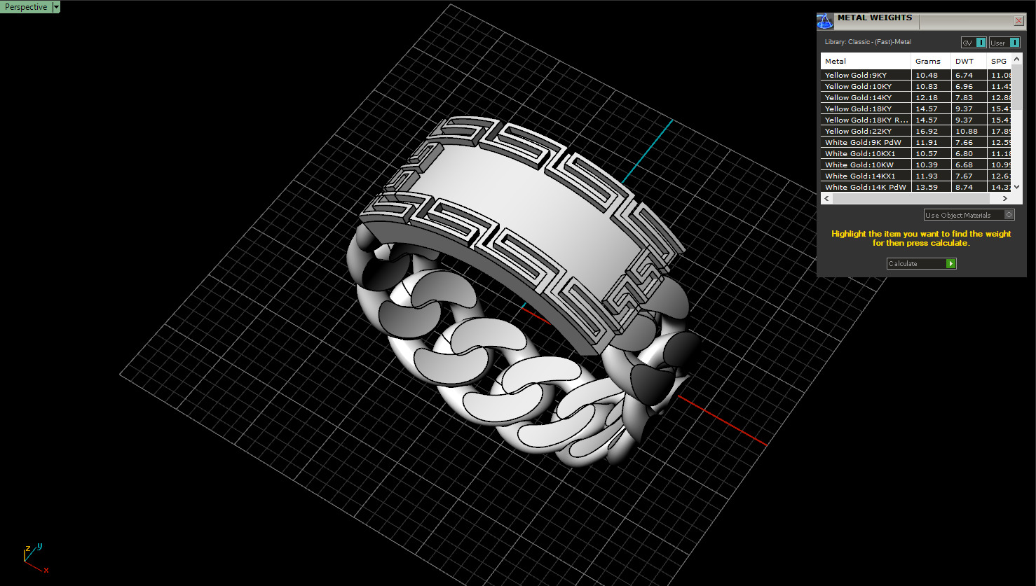 Cuban chain ring with plate model 1296 3D print model_3