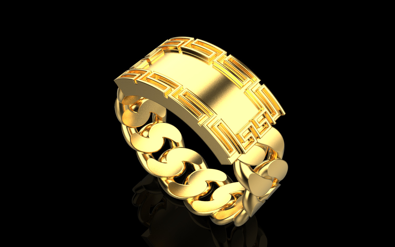 Cuban chain ring with plate model 1296 3D print model_21