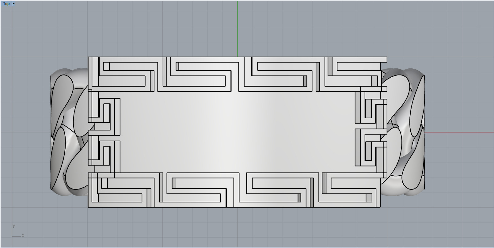 Cuban chain ring with plate model 1296 3D print model_4