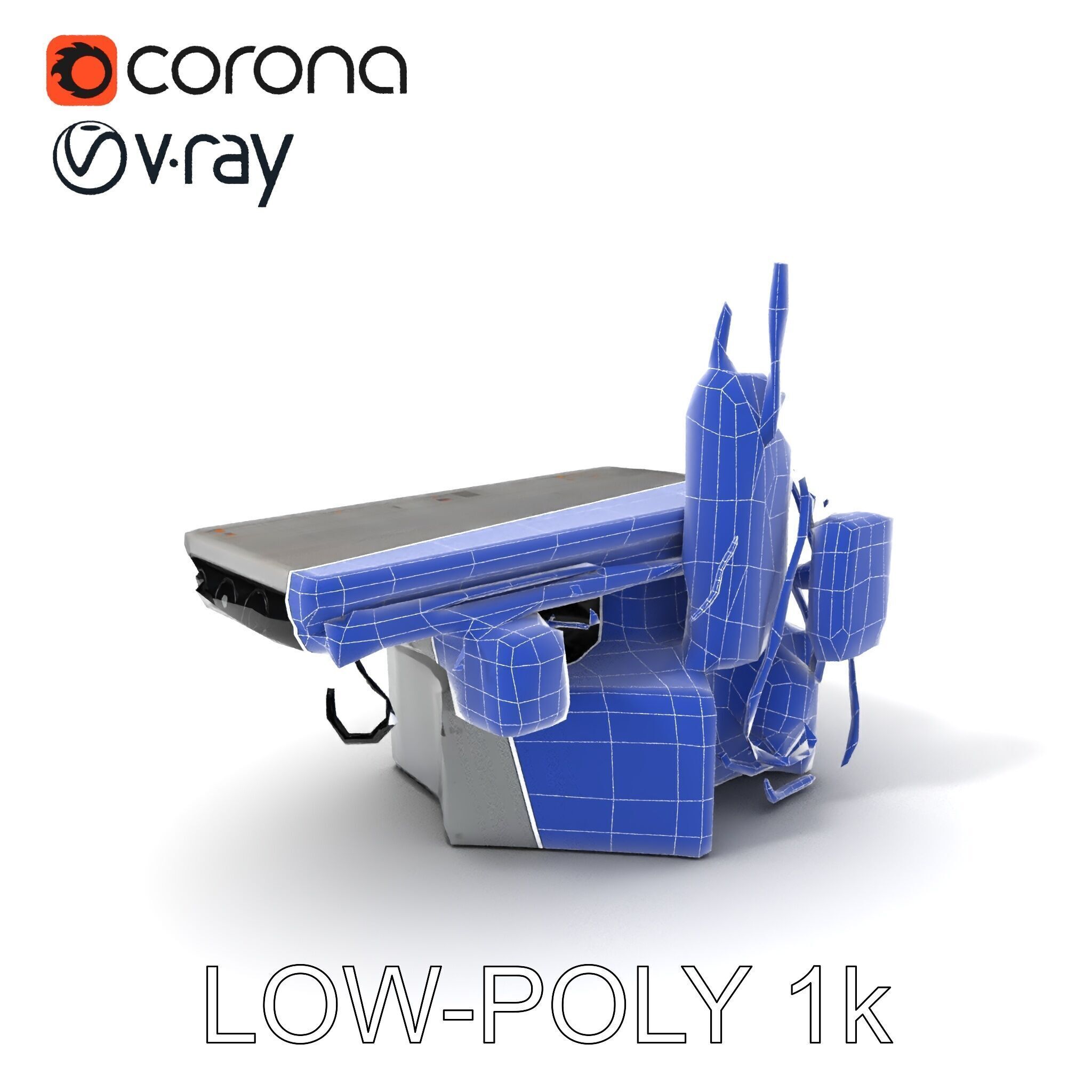 Industrial CNC Machine Model Pack Low-poly 3D model_10