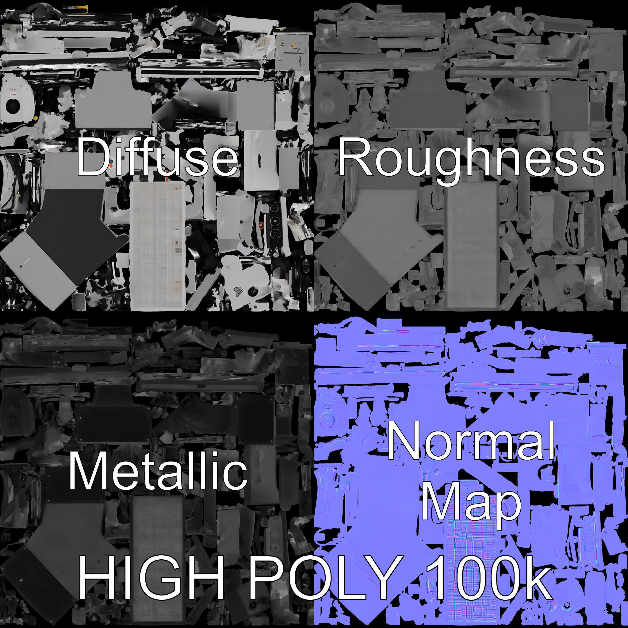 Industrial CNC Machine Model Pack Low-poly 3D model_2