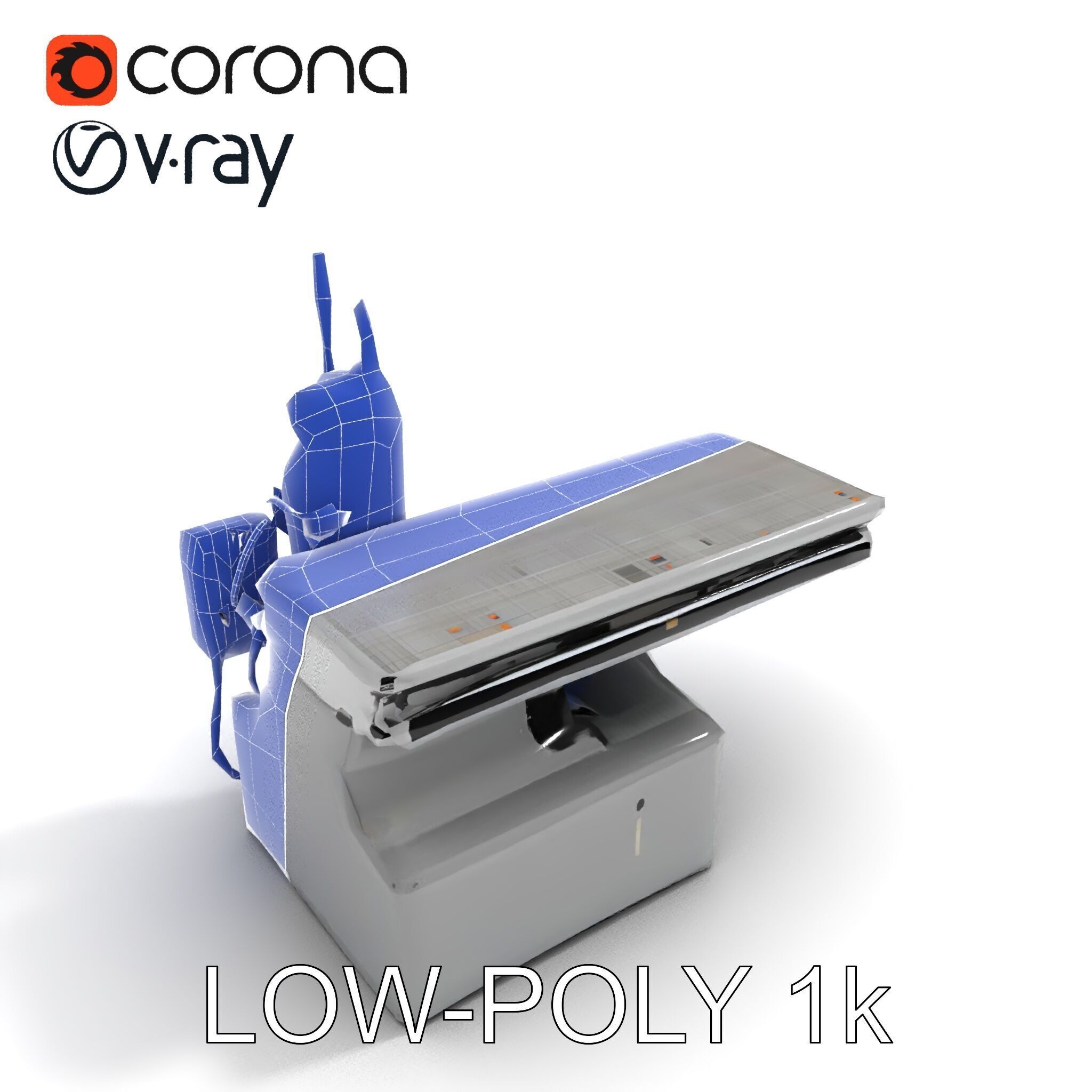 Industrial CNC Machine Model Pack Low-poly 3D model_18