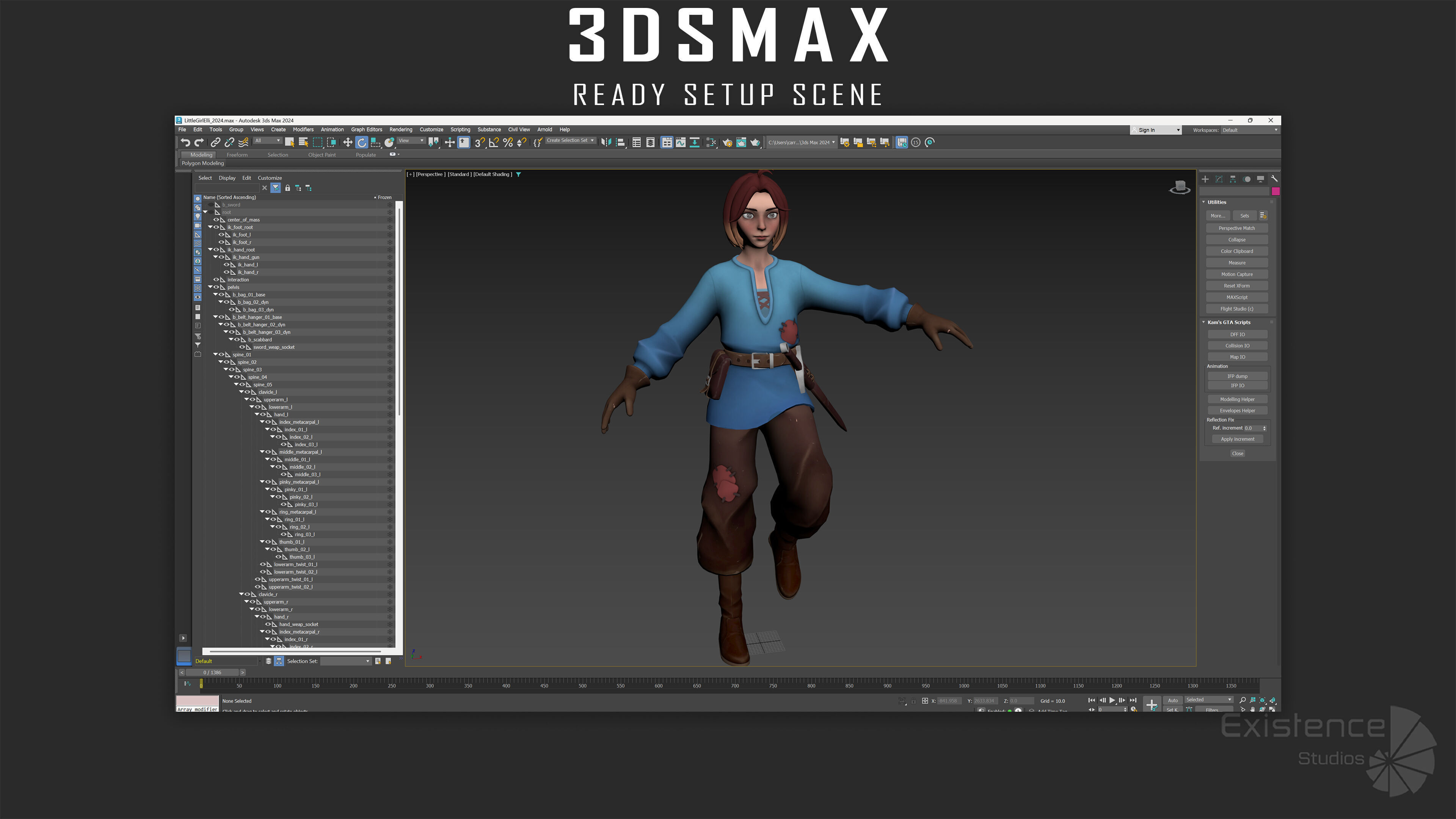 Teen Girl - Kid Boy - Female - Stylized Warrior Pack 4 - 66 Low-poly 3D model_19