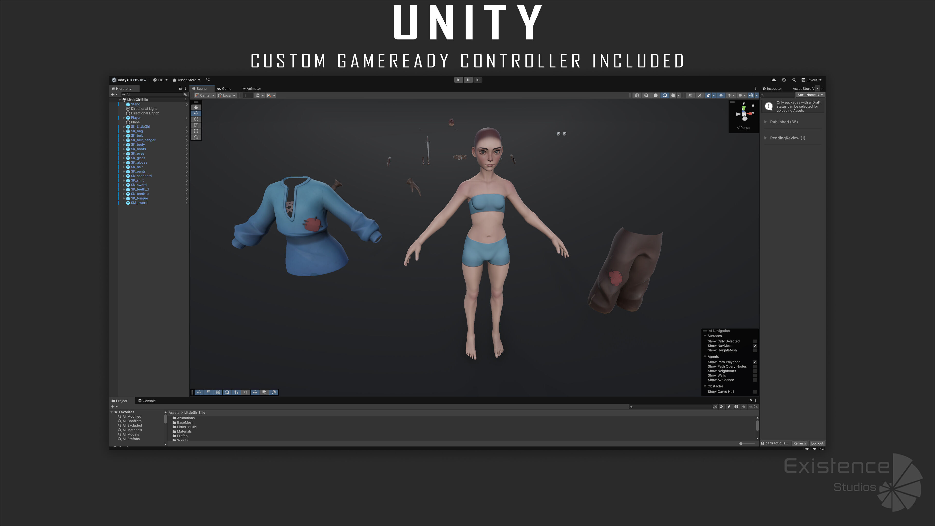 Teen Girl - Kid Boy - Female - Stylized Warrior Pack 4 - 66 Low-poly 3D model_20