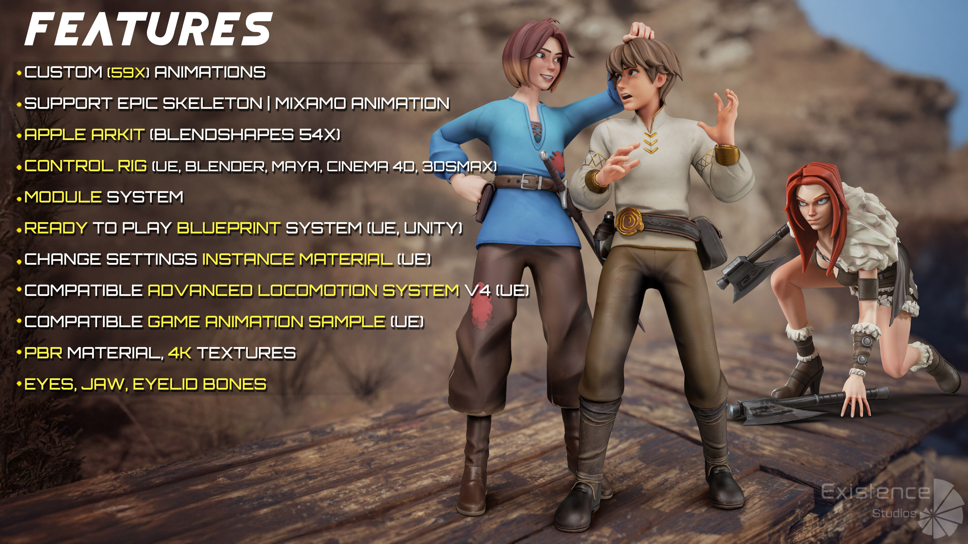 Teen Girl - Kid Boy - Female - Stylized Warrior Pack 4 - 66 Low-poly 3D model_3