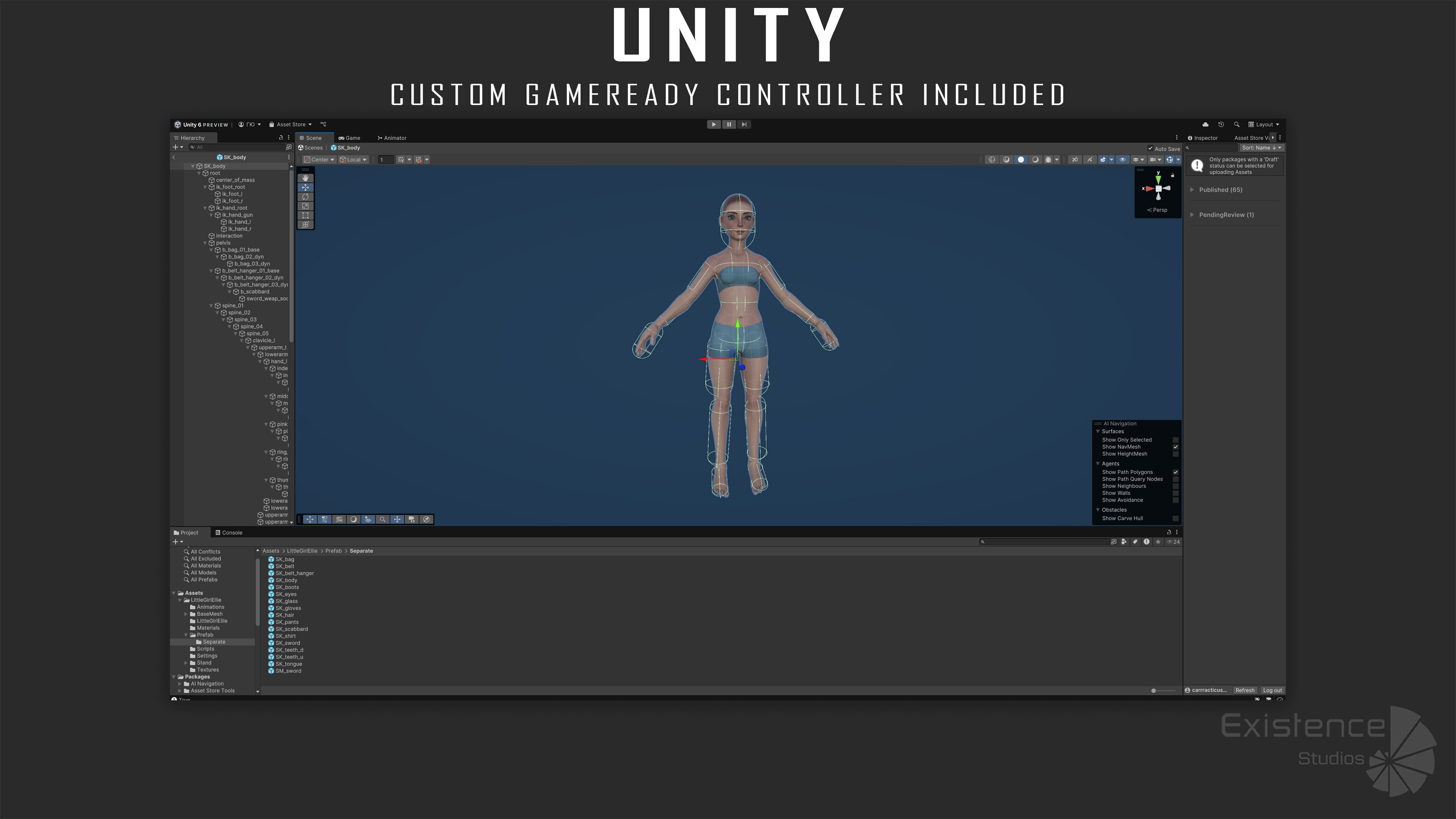 Teen Girl - Kid Boy - Female - Stylized Warrior Pack 4 - 66 Low-poly 3D model_21