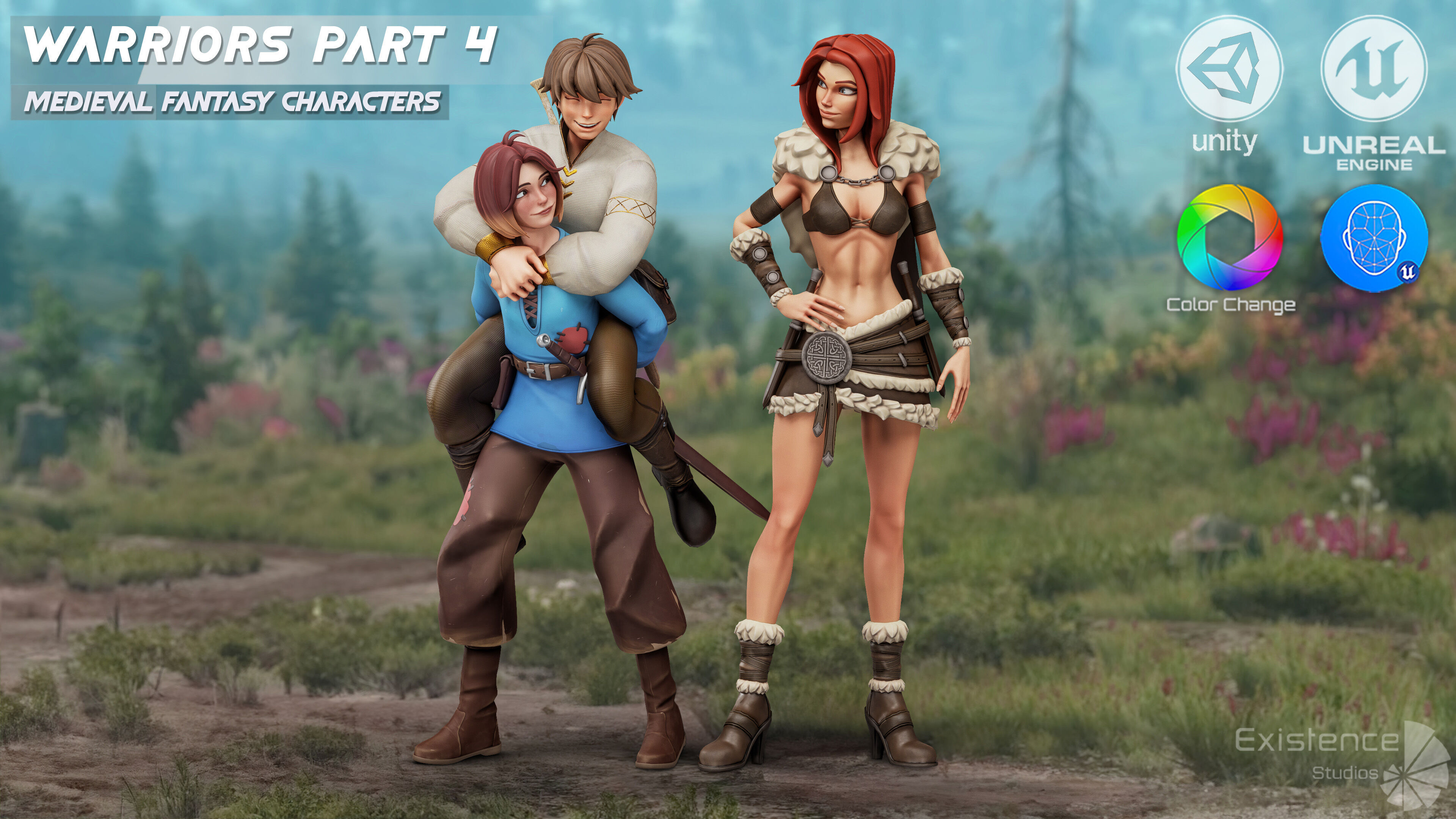 Teen Girl - Kid Boy - Female - Stylized Warrior Pack 4 - 66 Low-poly 3D model_2