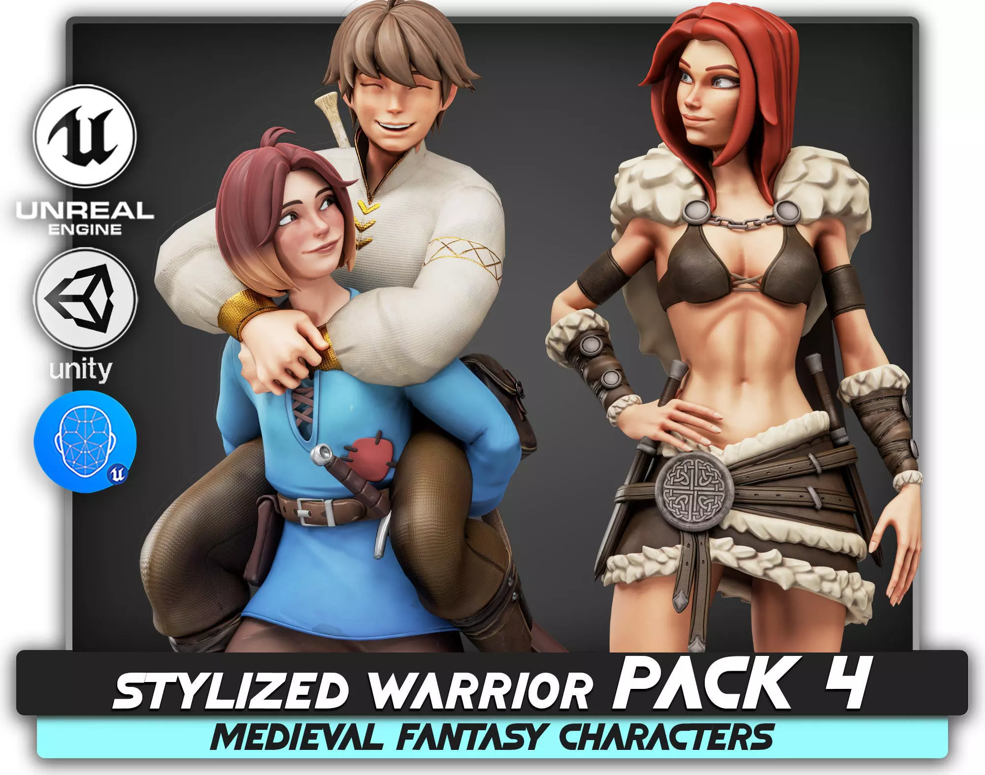 Teen Girl - Kid Boy - Female - Stylized Warrior Pack 4 - 66 Low-poly 3D model_0